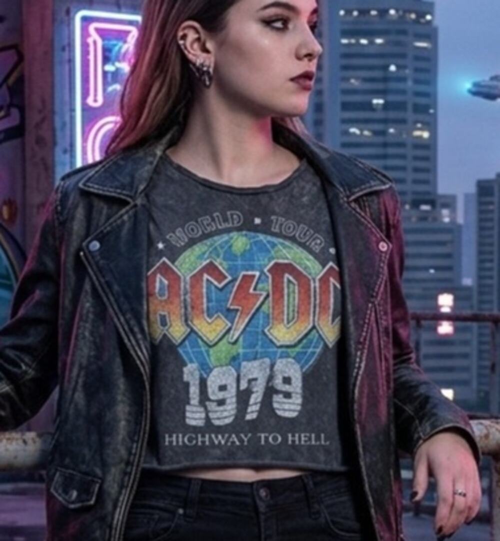 AC/DC Gray Graphic Women's Top